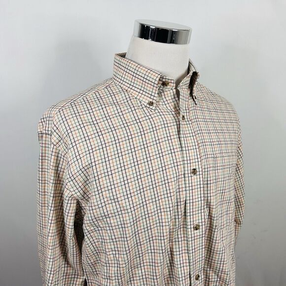 Orvis Large Signature Collection Flannel Shirt Wool Blend Rainbow on Beige Plaid - Picture 1 of 5